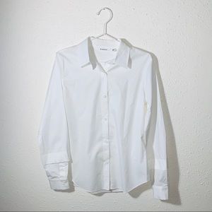 NWOT Athleta White Button Down Blouse (sz: L)